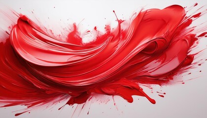 Vibrant Red Streak Abstract Art on White Background Bold and Striking Abstract Artwork Showcasing a...