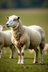 Obraz premium Flock of Shetland Sheep standing upright from profile, sheepdog, herding dogs