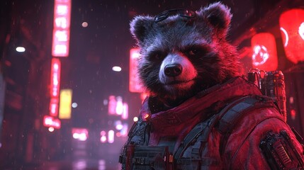 Rocket Raccoon in Neon City