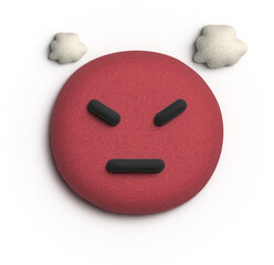 Angry Emoji: 3D render of a furious red emoticon with steam coming from its head, conveying intense anger and frustration.  