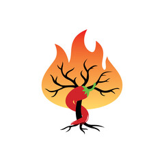 Obraz premium Chili Tree Logo With Fire Leaves, Stock Photos, Vectors Illustration 
