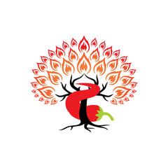 Chili Tree Logo With Fire Leaves, Stock Photos, Vectors Illustration 