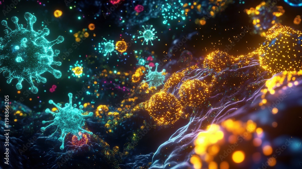Aufkleber molecular interactions among diverse microbes in a vibrant, dynamic environment. generative ai