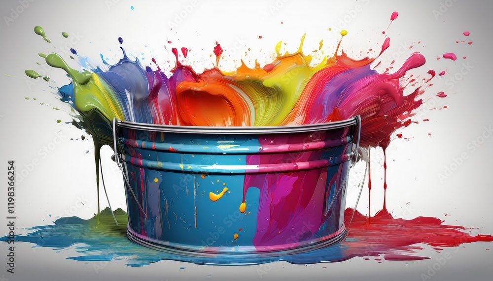 Poster vibrant motion of multicolor paint splashes on isolated white background a dynamic display of artist
