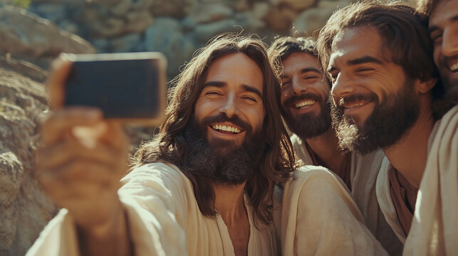 jesus christ and his disciples taking a selfie