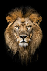 Naklejka premium Lion on a black background