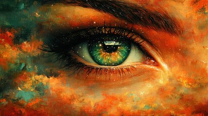 Fototapeta premium Cosmic Eye Abstract Painting Of A Womans Eye