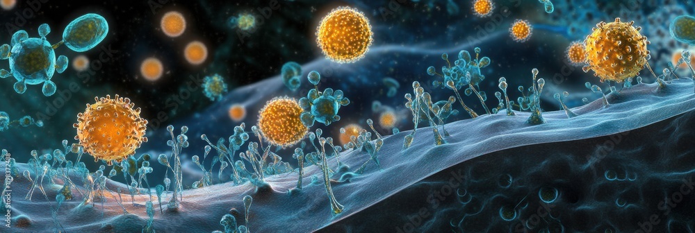 Leinwandbilder exploring molecular interactions among diverse microbes and their environments at a microscopic scal