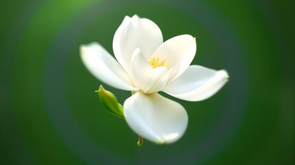 Elegant white magnolia blossom against green background - purity and grace - suitable for wedding...