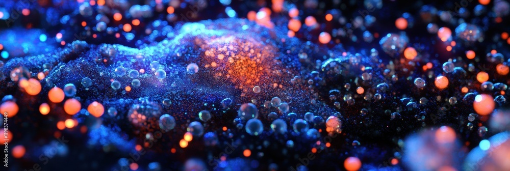Poster close up view of molecular interactions with microbes highlighting diverse shapes and clusters in a 