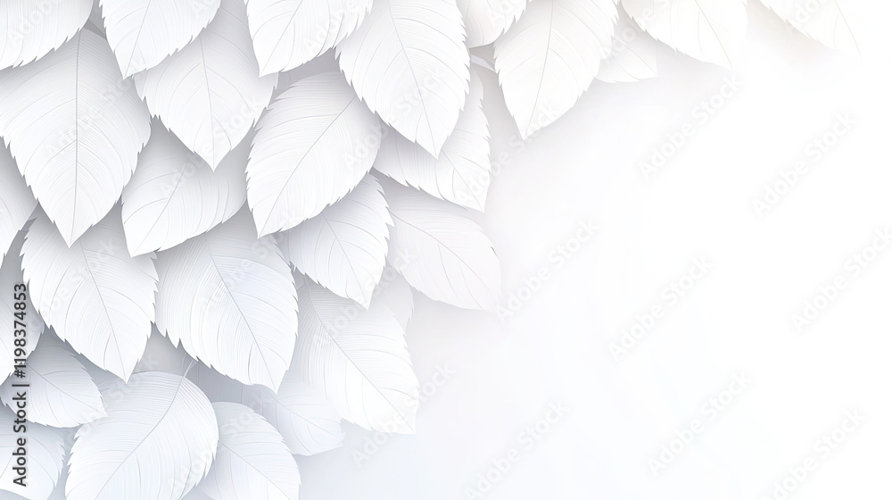 Aufkleber white leaves background with soft gradient and texture