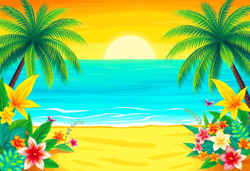 Obraz premium Tropical Paradise at Sunset