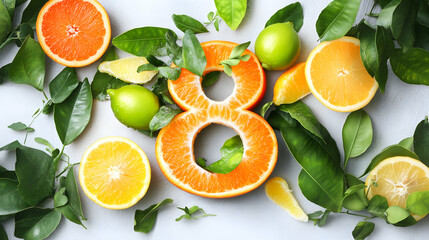 Fruits Number 8 and 9 Made of Orange and Lemon Isolated on White Background