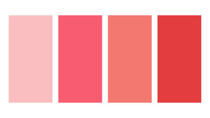 Rose Quartz, Red, Coral, Cinnabar color palette. Set of bright color palette combination in rgb hex. Color palette for ui ux design. Abstract vector illustration for your graphic design, banner