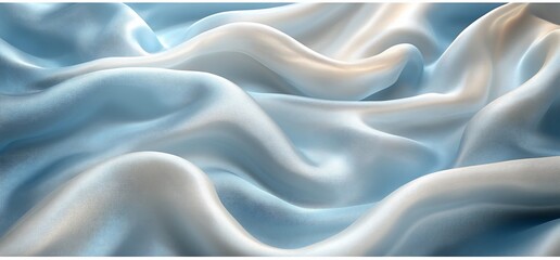 Fototapeta premium Soft blue silk fabric waves. Abstract textile background. Design texture