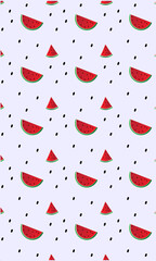 seamless fruit pattern isolated in white background for wallpaper, background etc, orange, mango, watermelon, banana, strawberry, etc
