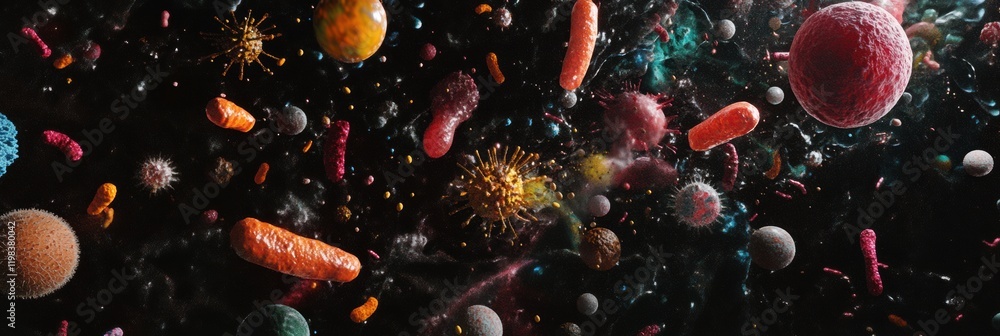 Aufkleber diverse array of bacteria and microbes showcasing microscopic life in various forms and colors. gene