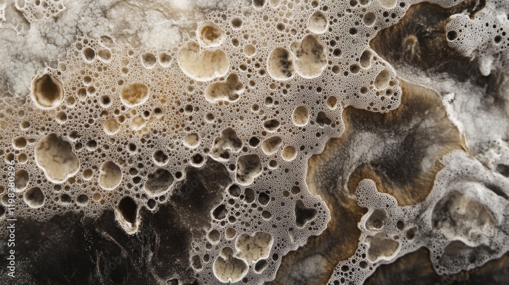 Poster dense layer of microbes thriving in a nutrient rich environment with various textures and patterns c