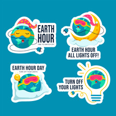 Creative Hand-Drawn Templates for Earth Hour Social Media Label Design