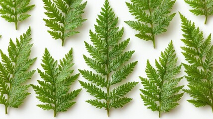 Fern leaves pattern, white background, nature design, blog post.