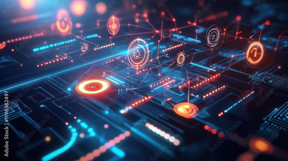 Aufkleber abstract futuristic technology network data visualization
