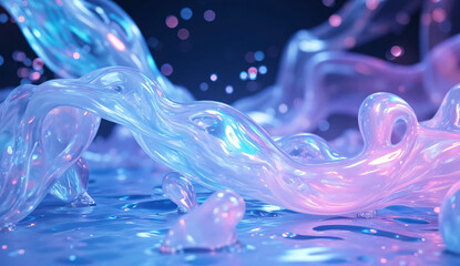 Liquid shapes abstract holographic 3D wavy background