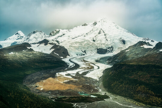 USA, Alaska, Lake Clark National Park. Aerial view of Iliamna Volcano on Cook Inlet.