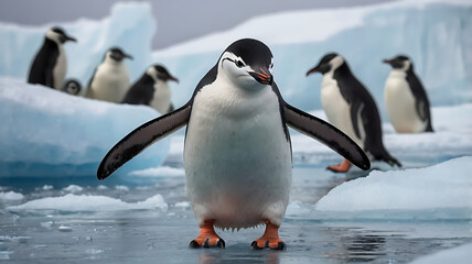 Fototapeta premium cute penguin in Antarctica, created by generative ai
