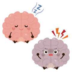 快眠の脳と不眠の脳のキャラクター © yurumarukko