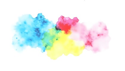 Obraz premium Abstract watercolor design with vibrant diagonal streaks of blue, pink, yellow, and green blending softly on white background.