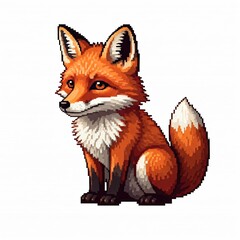 Fototapeta premium A fox in side view, pixel art.