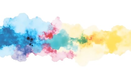 Obraz premium Abstract watercolor design with vibrant diagonal streaks of blue, pink, yellow, and green blending softly on white background.