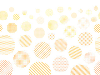 ドットとストライプ柄のオレンジ色の円の背景