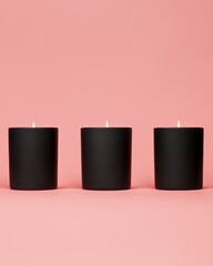 Elegant rosescented candles displayed against soft pink background clean composition home decor minimalist style