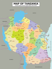 African Countries Geography Political map. Political map of country with capital, province or state capital, major cities and town.