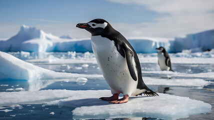 Obraz premium cute penguin in Antarctica, created by generative ai