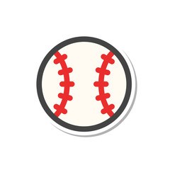ステッカー風スポーツ関連の単品アイコン　野球ボール