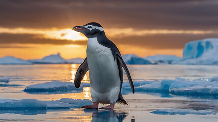 Obraz premium cute penguin in Antarctica, created by generative ai