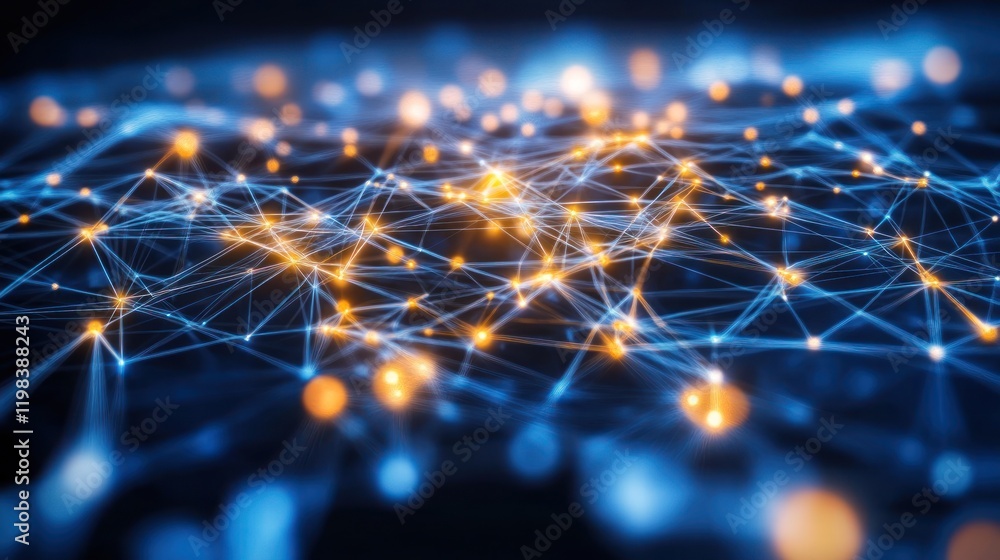 Poster abstract network connection: digital nodes and lines