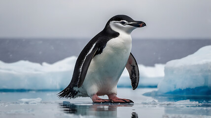Fototapeta premium cute penguin in Antarctica, created by generative ai