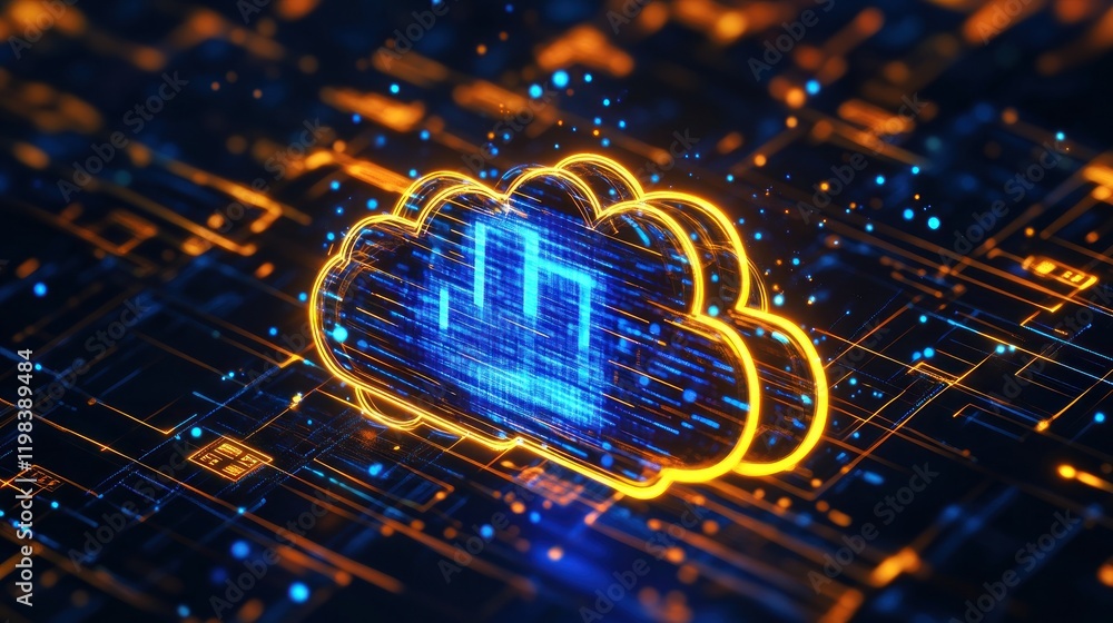 Poster digital cloud computing data network abstract technology