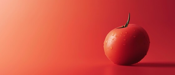 Fresh Tomato on a Table, Background Blurred with Shadow