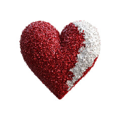Glittery Red and White Broken Heart