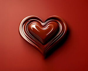 ハート型のチョコレートと茶色の背景