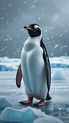 Obraz premium cute penguin in Antarctica, created by generative ai