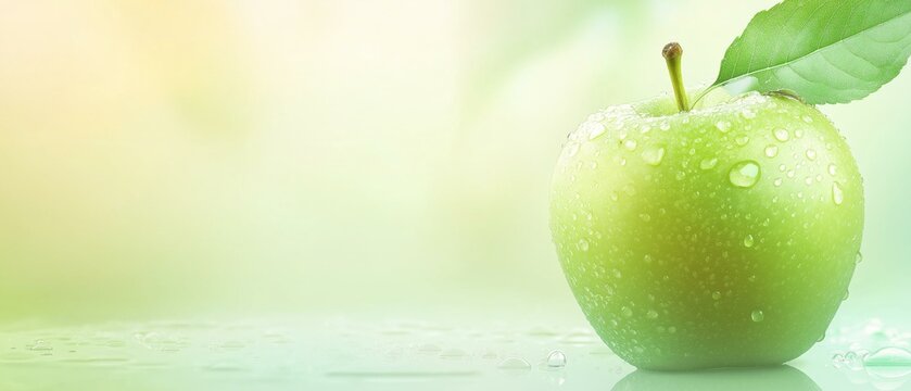 Fresh Green Apple, Close Up, Healthy Food