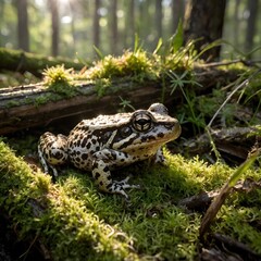Fototapeta premium Gopher Frog Hiding Under a Log