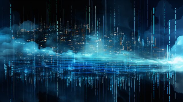 Abstract representation of cloud data transfer with binary code