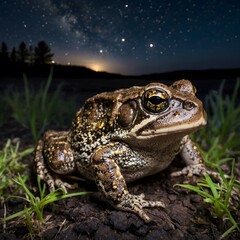 Obraz premium Wyoming Toad Illuminated by Soft Moonlight