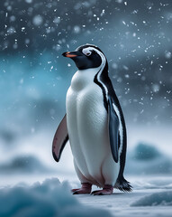 Fototapeta premium cute penguin in Antarctica, created by generative ai